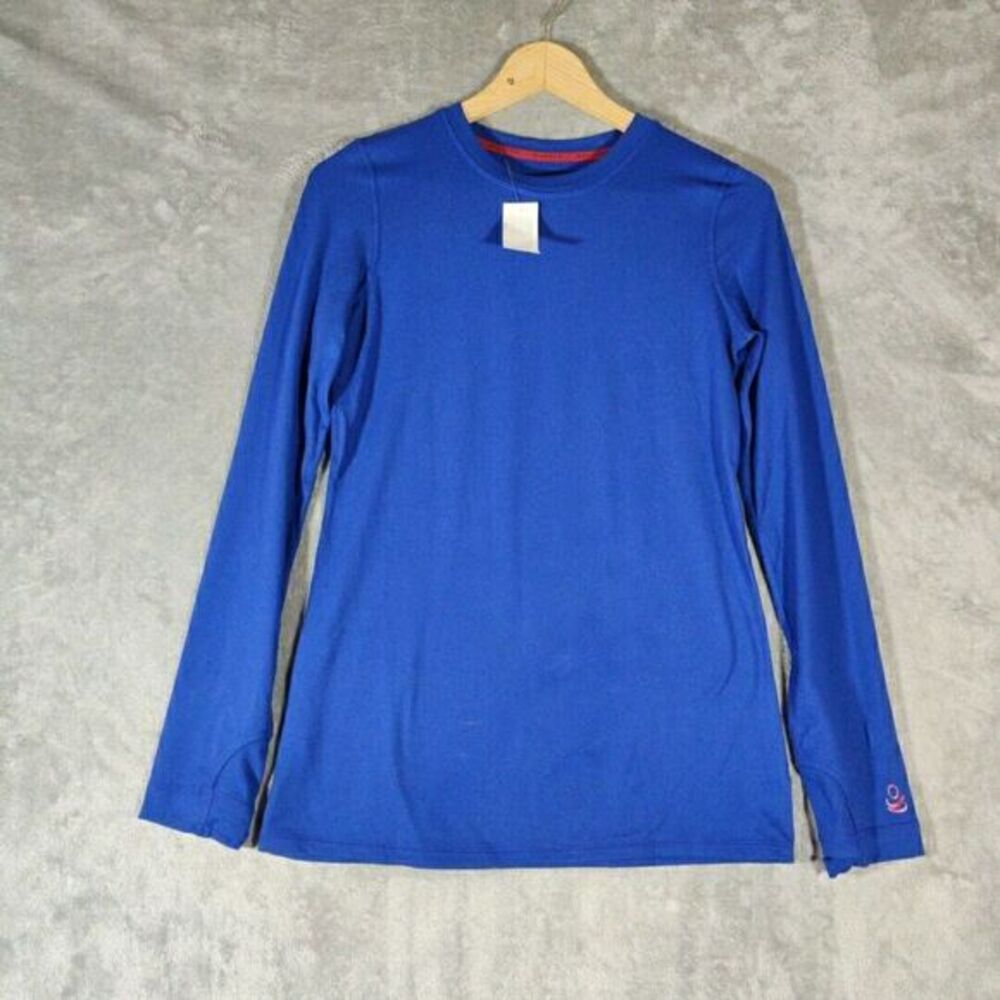 Cuddl Duds Shirt Womens XS Blue Long Sleeve Active Thumbhole Climate Right Base
